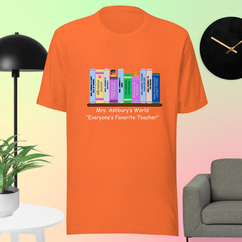 Mrs. Ashbury's World Bookshelf (Bold Color Books) Unisex t-shirt