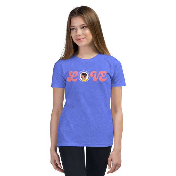 Groovy Love Pink Flower Youth Short Sleeve T-Shirt